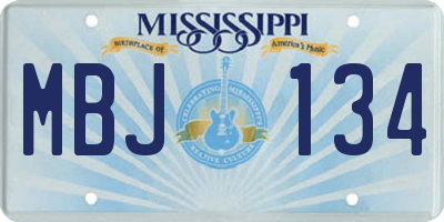 MS license plate MBJ134