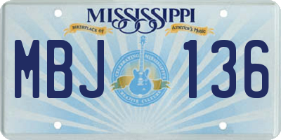 MS license plate MBJ136