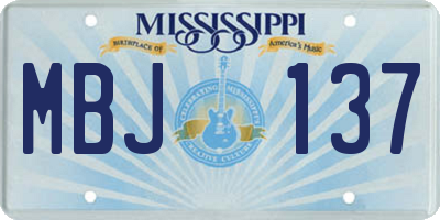 MS license plate MBJ137