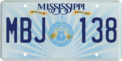 MS license plate MBJ138