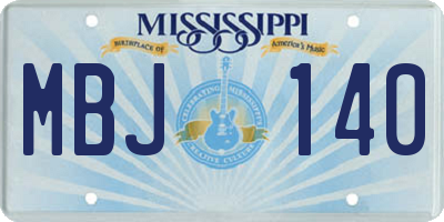 MS license plate MBJ140
