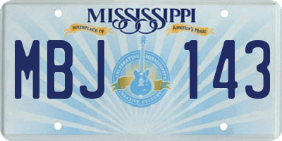 MS license plate MBJ143