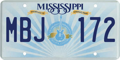 MS license plate MBJ172