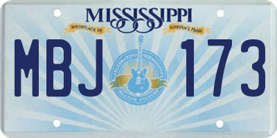 MS license plate MBJ173