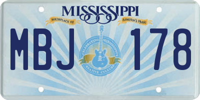 MS license plate MBJ178