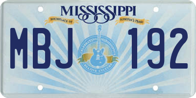 MS license plate MBJ192