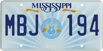 MS license plate MBJ194