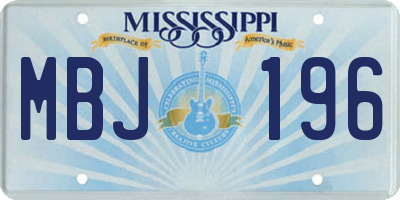 MS license plate MBJ196