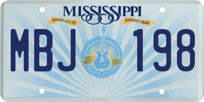 MS license plate MBJ198