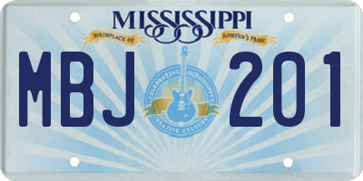MS license plate MBJ201