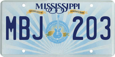 MS license plate MBJ203