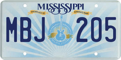 MS license plate MBJ205