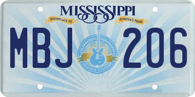MS license plate MBJ206