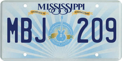 MS license plate MBJ209