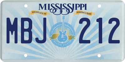 MS license plate MBJ212