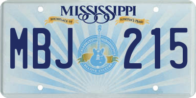 MS license plate MBJ215