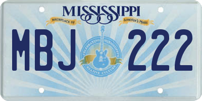 MS license plate MBJ222