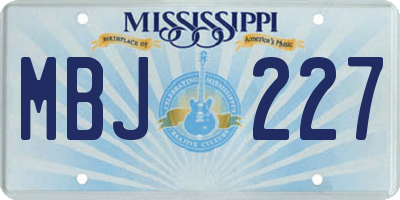 MS license plate MBJ227