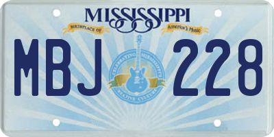 MS license plate MBJ228