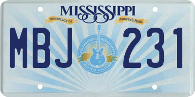 MS license plate MBJ231