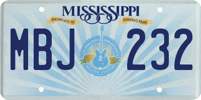 MS license plate MBJ232