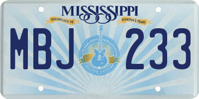 MS license plate MBJ233