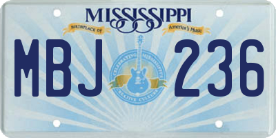 MS license plate MBJ236