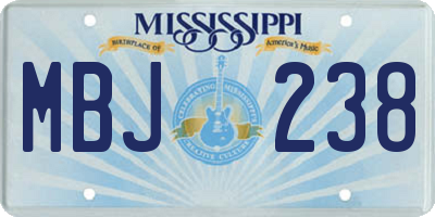 MS license plate MBJ238