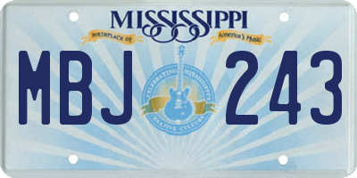 MS license plate MBJ243