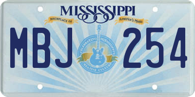 MS license plate MBJ254