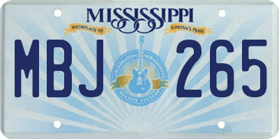MS license plate MBJ265