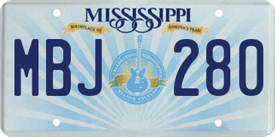 MS license plate MBJ280