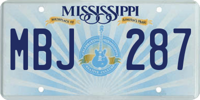 MS license plate MBJ287