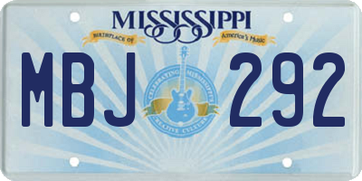 MS license plate MBJ292