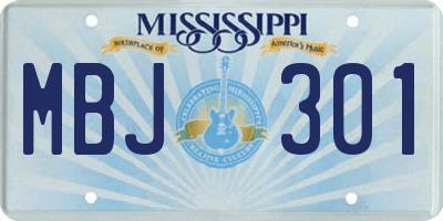 MS license plate MBJ301