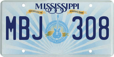 MS license plate MBJ308