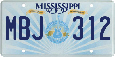 MS license plate MBJ312