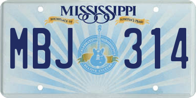 MS license plate MBJ314
