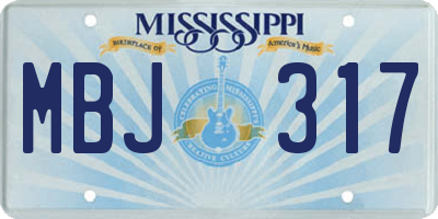 MS license plate MBJ317