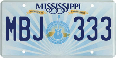 MS license plate MBJ333