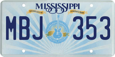 MS license plate MBJ353