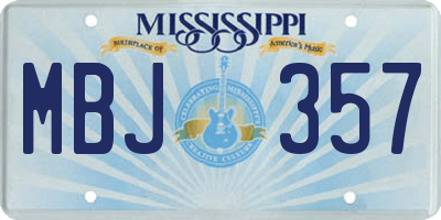 MS license plate MBJ357