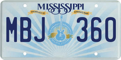 MS license plate MBJ360
