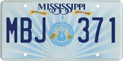 MS license plate MBJ371