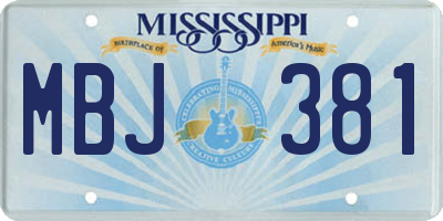 MS license plate MBJ381
