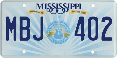 MS license plate MBJ402