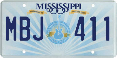 MS license plate MBJ411