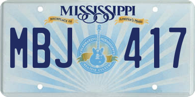 MS license plate MBJ417
