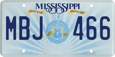 MS license plate MBJ466