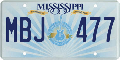 MS license plate MBJ477